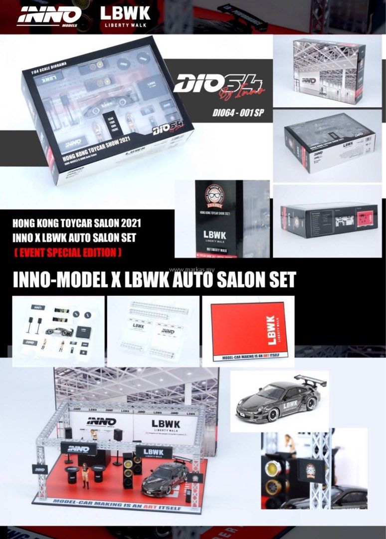 Diorama INNO MODELS X LBWK AUTO SALON SET 1/64 HONG KONG TOYCAR SALON