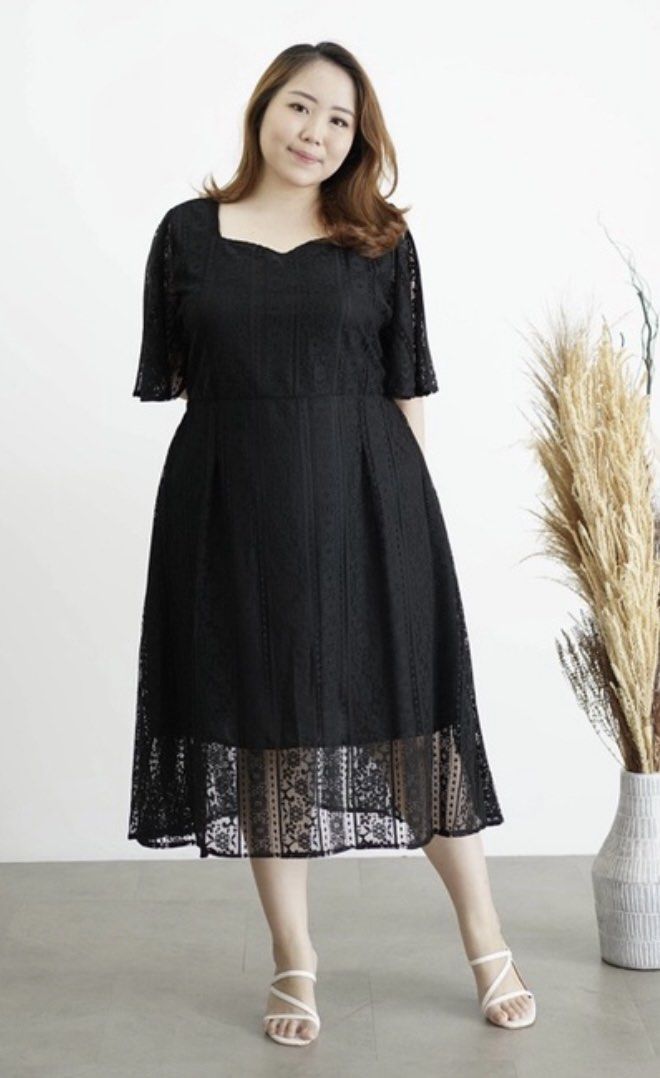 Dress Hitam Brukat Big Size, Fesyen Wanita, Pakaian Wanita, Gaun u0026 Rok di  Carousell