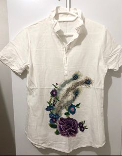 Floral Embroidered Polo Shirt