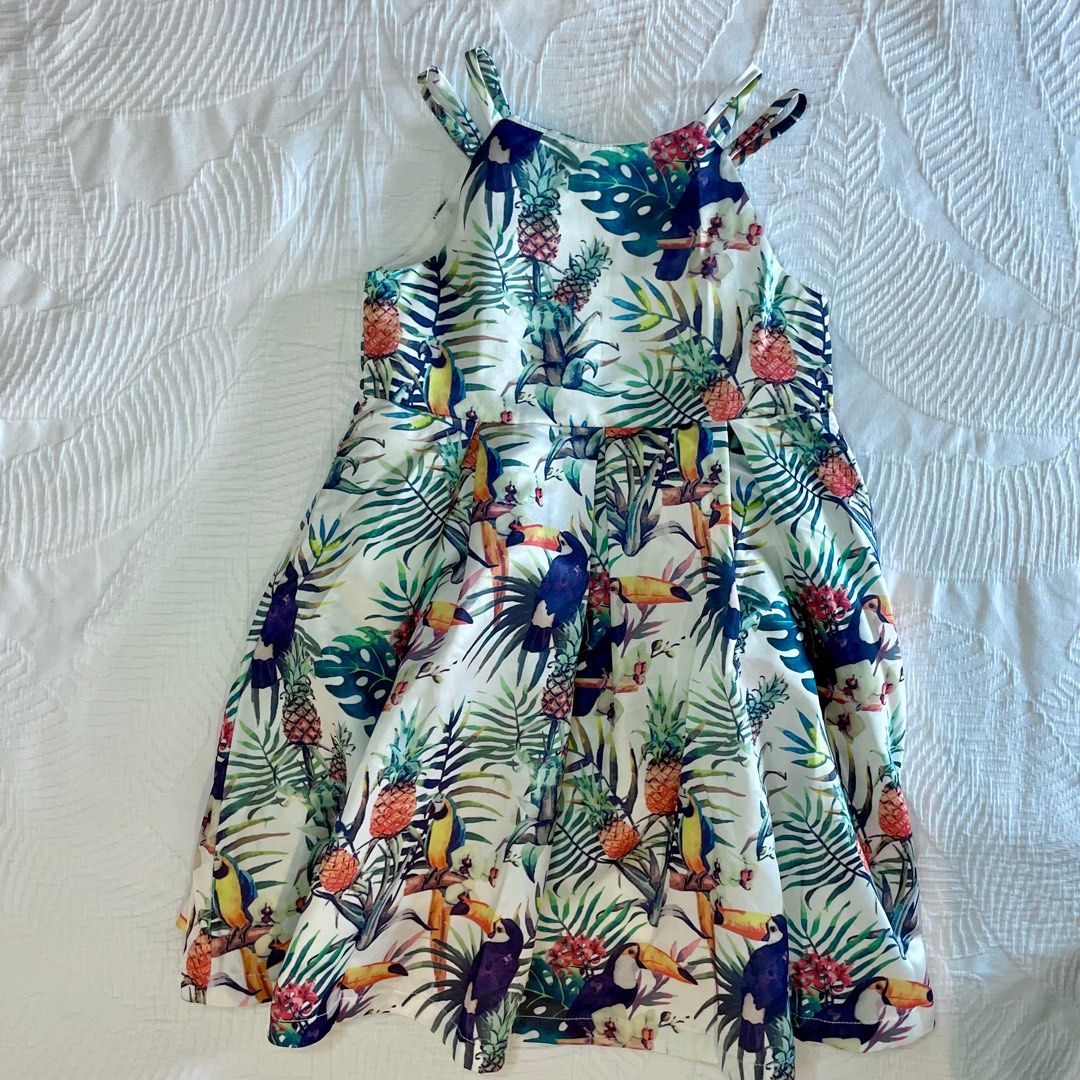 Girl s satin tropical print party dress size 7Y Babies Kids