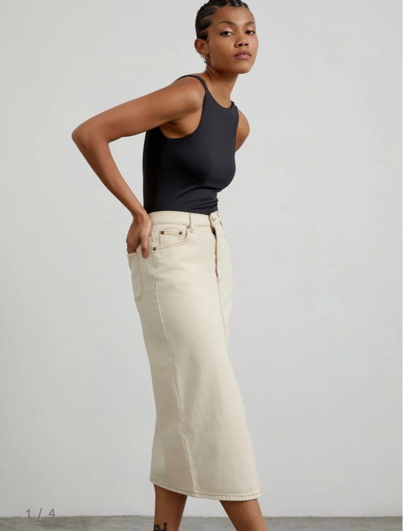 Denim midi hotsell skirt 08