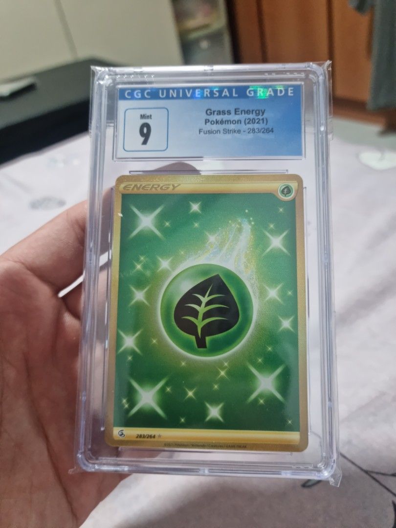 Grass Energy 2021 Slab Pokemon Full Art Gold Grass Energy Fusion