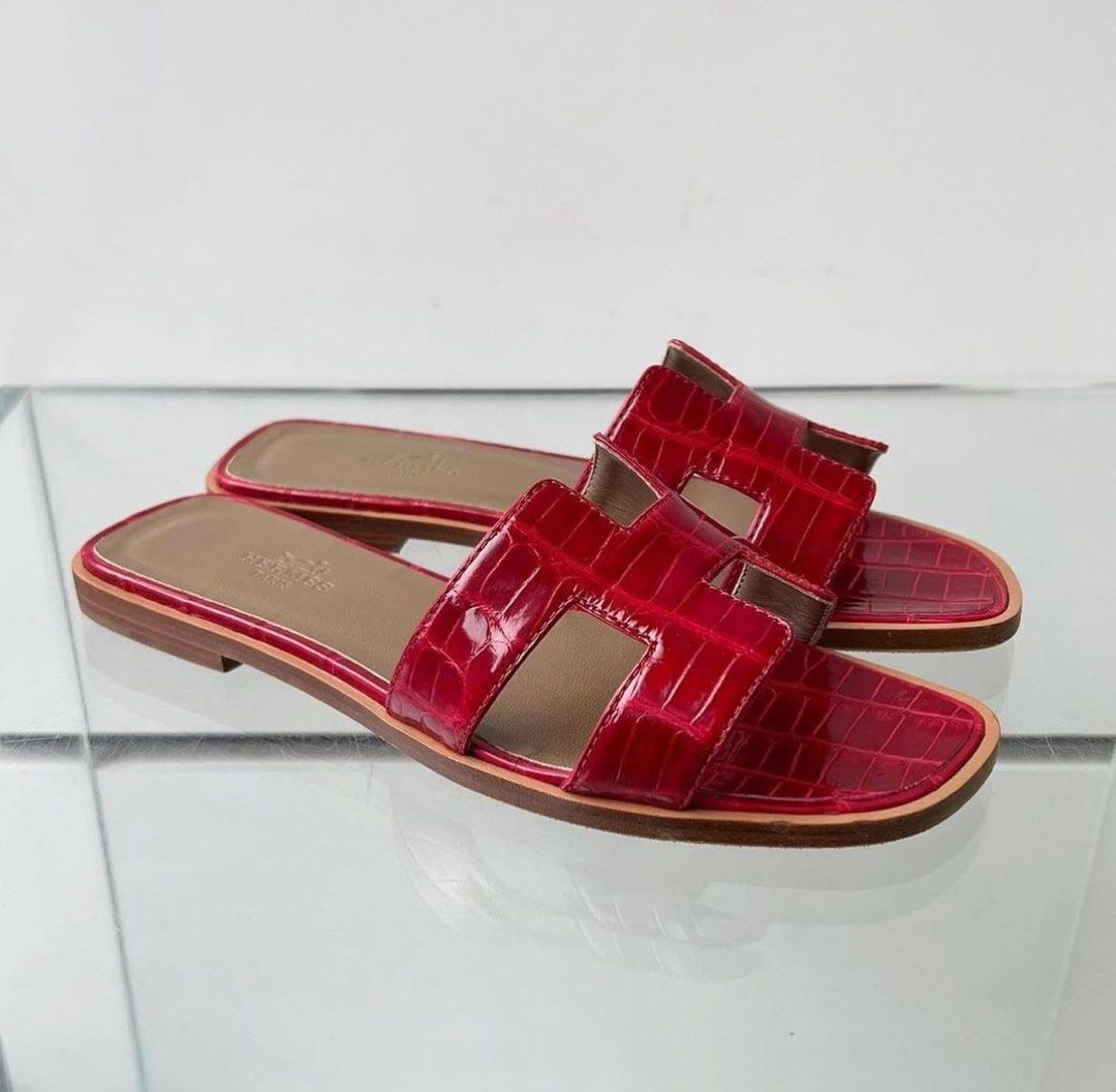 Hermes Ostrich H Sandals, Luxury, Apparel on Carousell