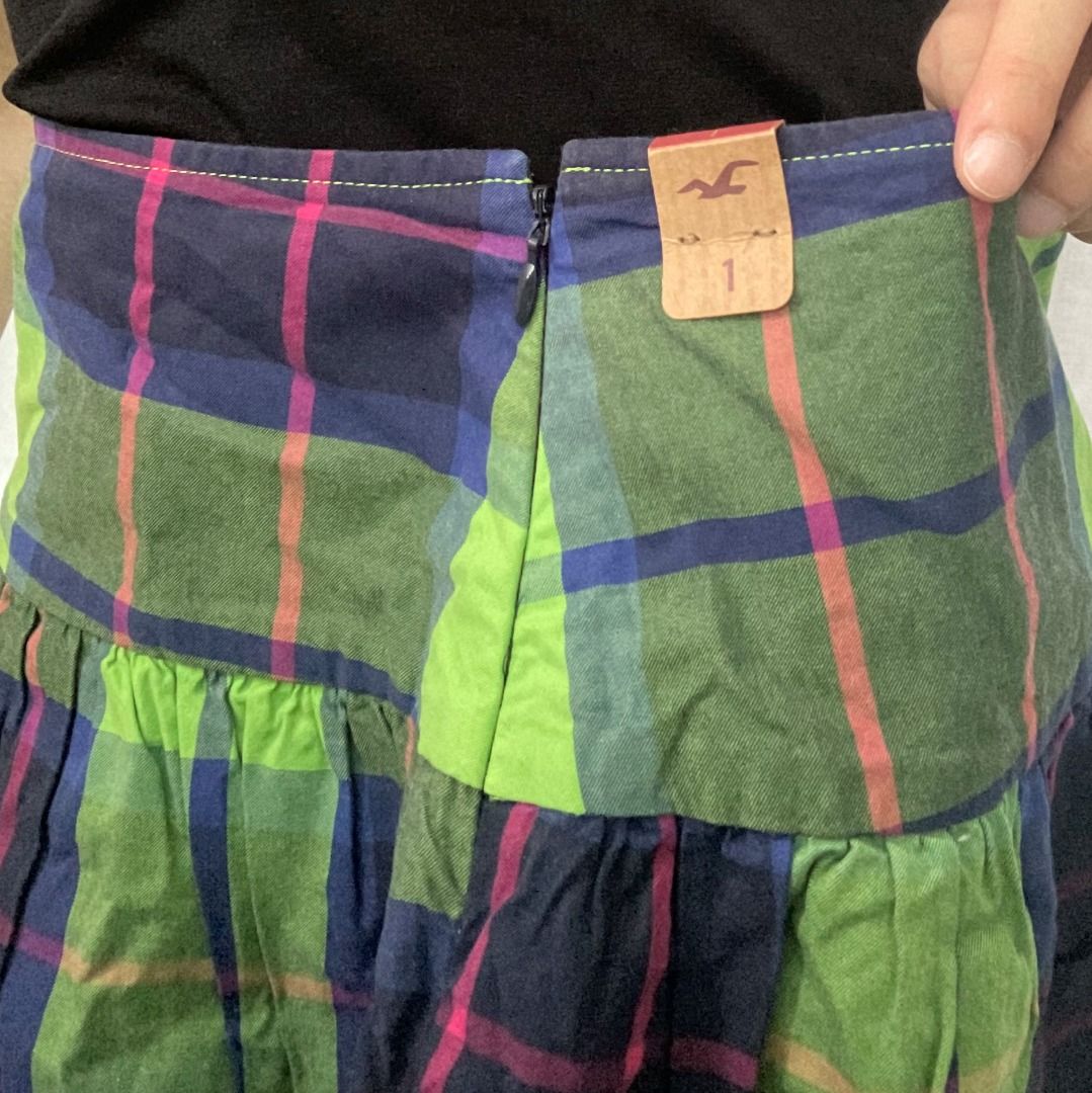 Green plaid skirt hollister clearance
