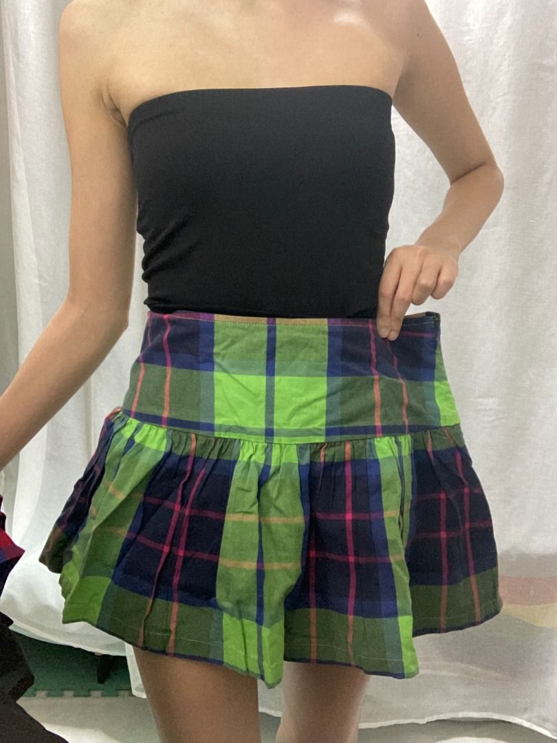 Green plaid deals skirt hollister