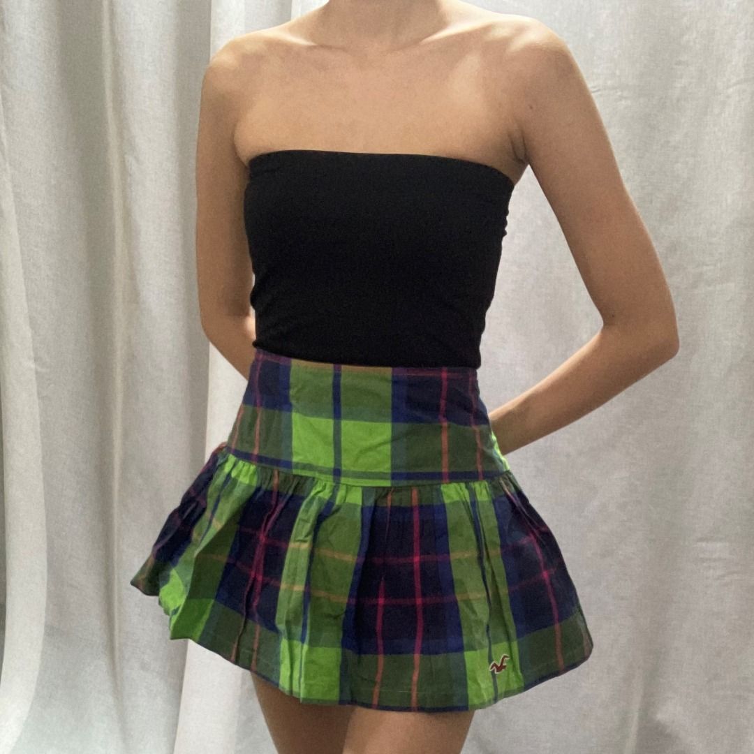 Green plaid skirt shop hollister
