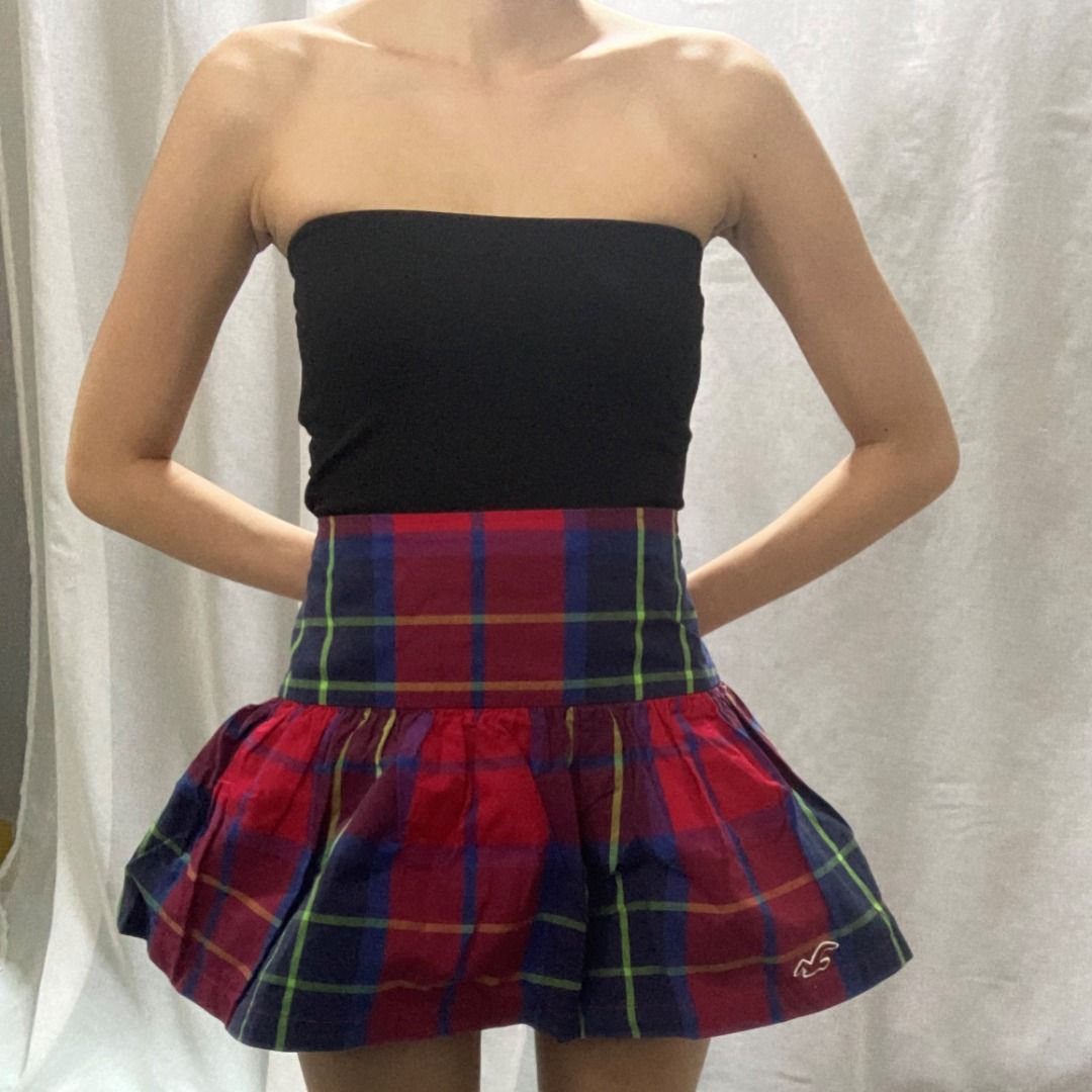 Hollister red plaid skirt online