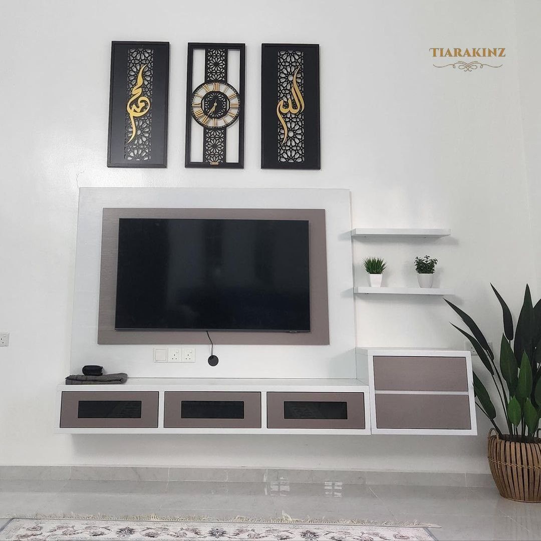 HOME DECOR instock ayat frame. Black Gold Floral Set With Clock (3 ...