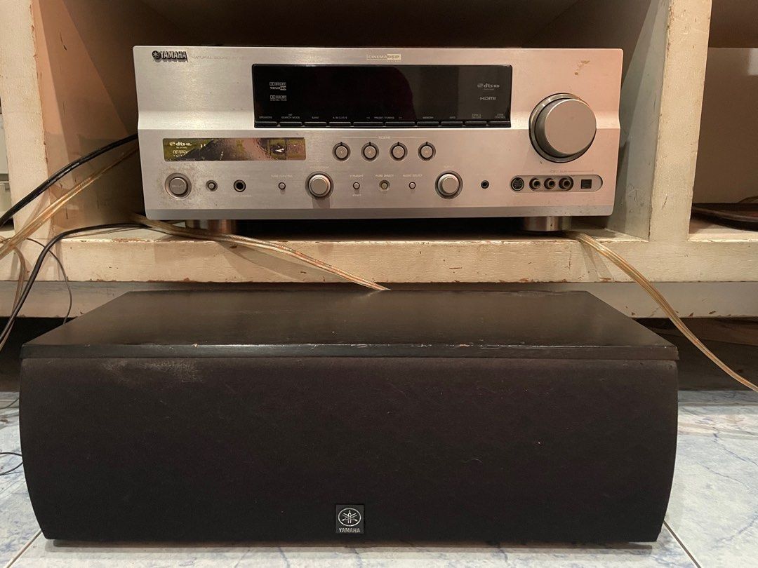 Home theatre Yamaha amp, tower speakers, Wharfedale woofer, Audio