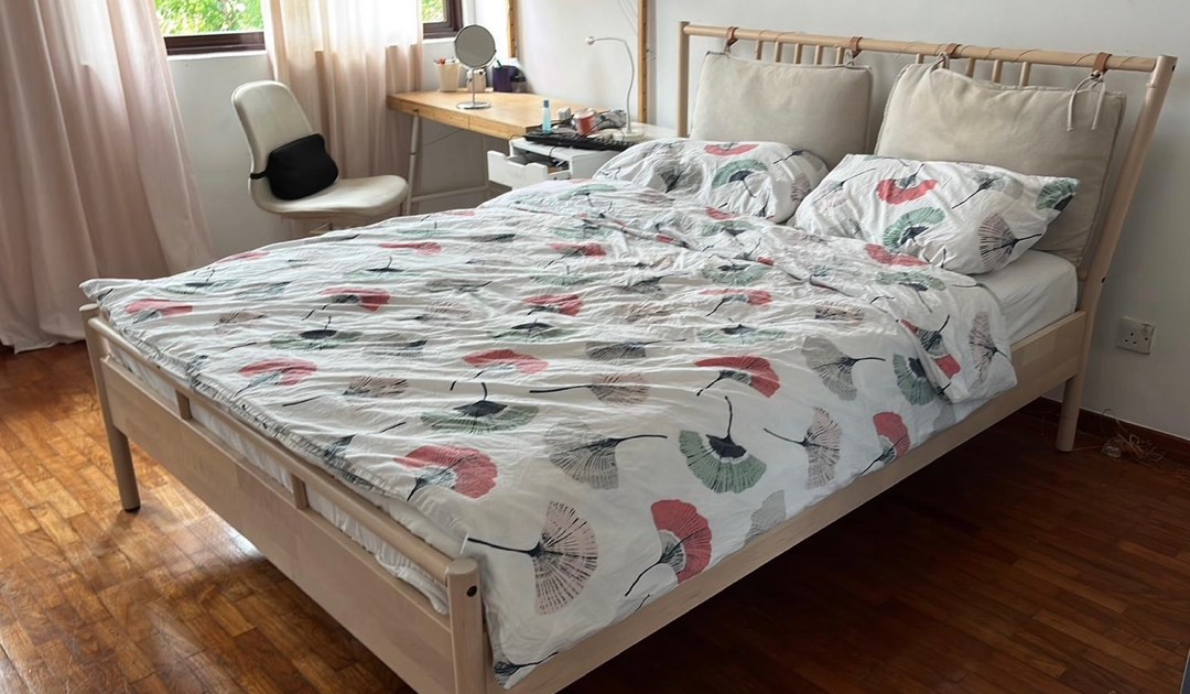 Ikea BJORKSNAS bed frame and mattress (bed frame orig 879), Furniture