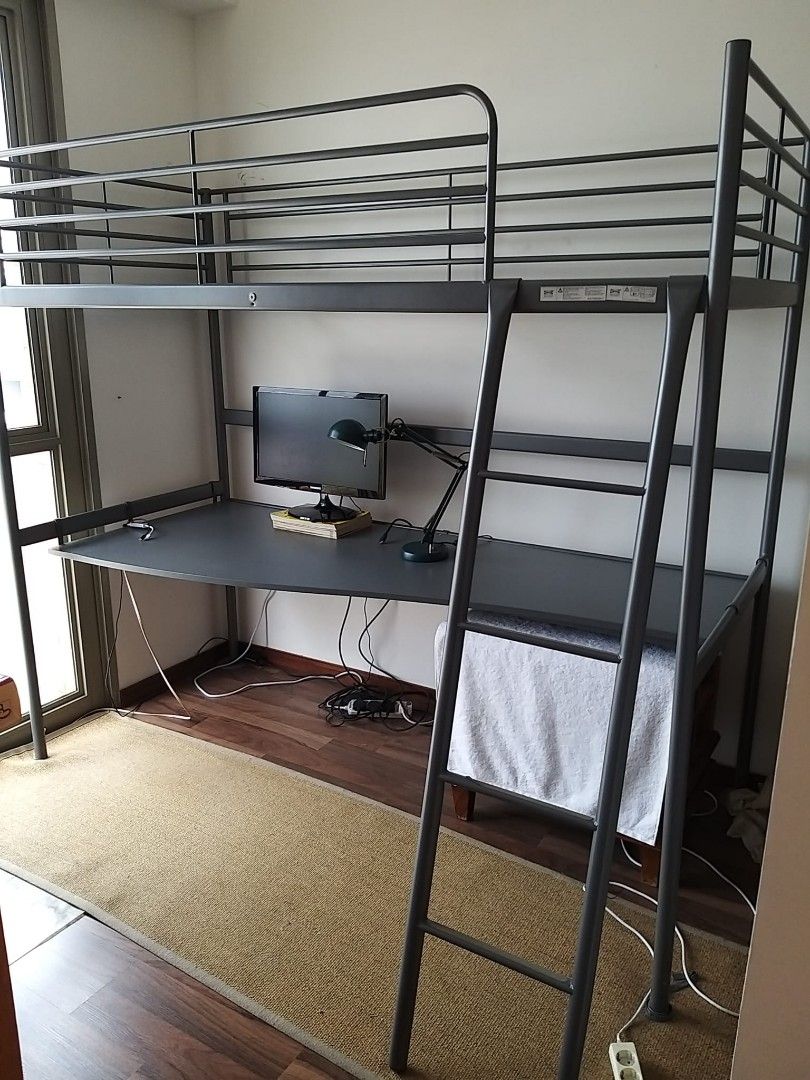 Ikea loft bed and desk, Furniture & Home Living, Furniture, Bed Frames & Mattresses on Carousell