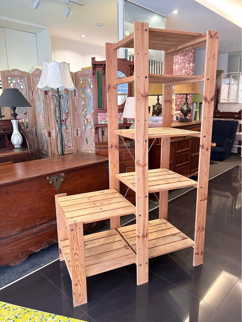 Ikea Pine wood shelving unit, Furniture & Home Living, Furniture