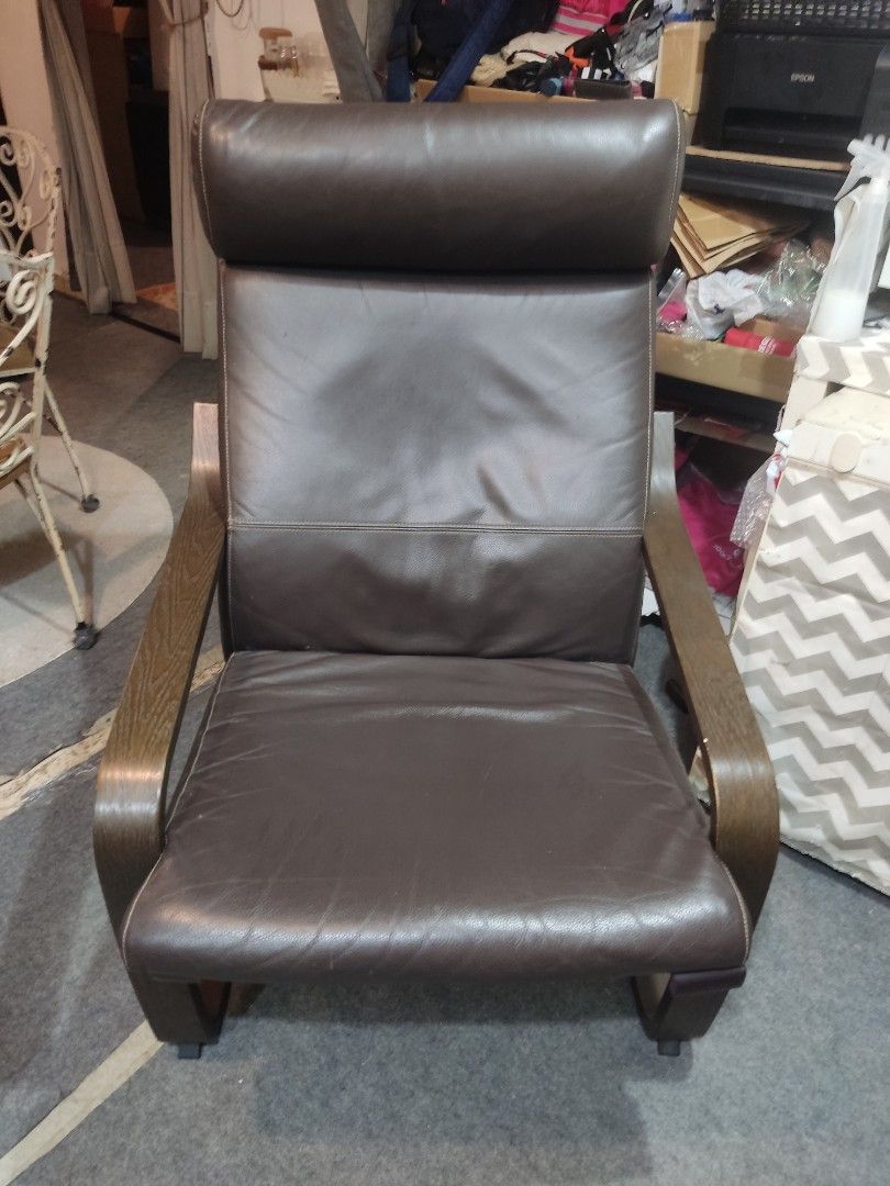 IKEA POANG CHAIR ( LEATHER ), Furniture & Home Living, Furniture