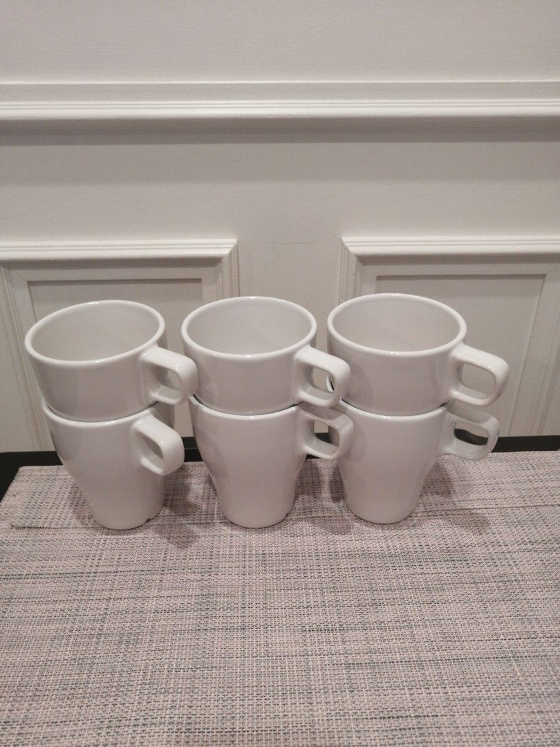 IKEA White Ceramic Cups 6pc available, Furniture & Home Living