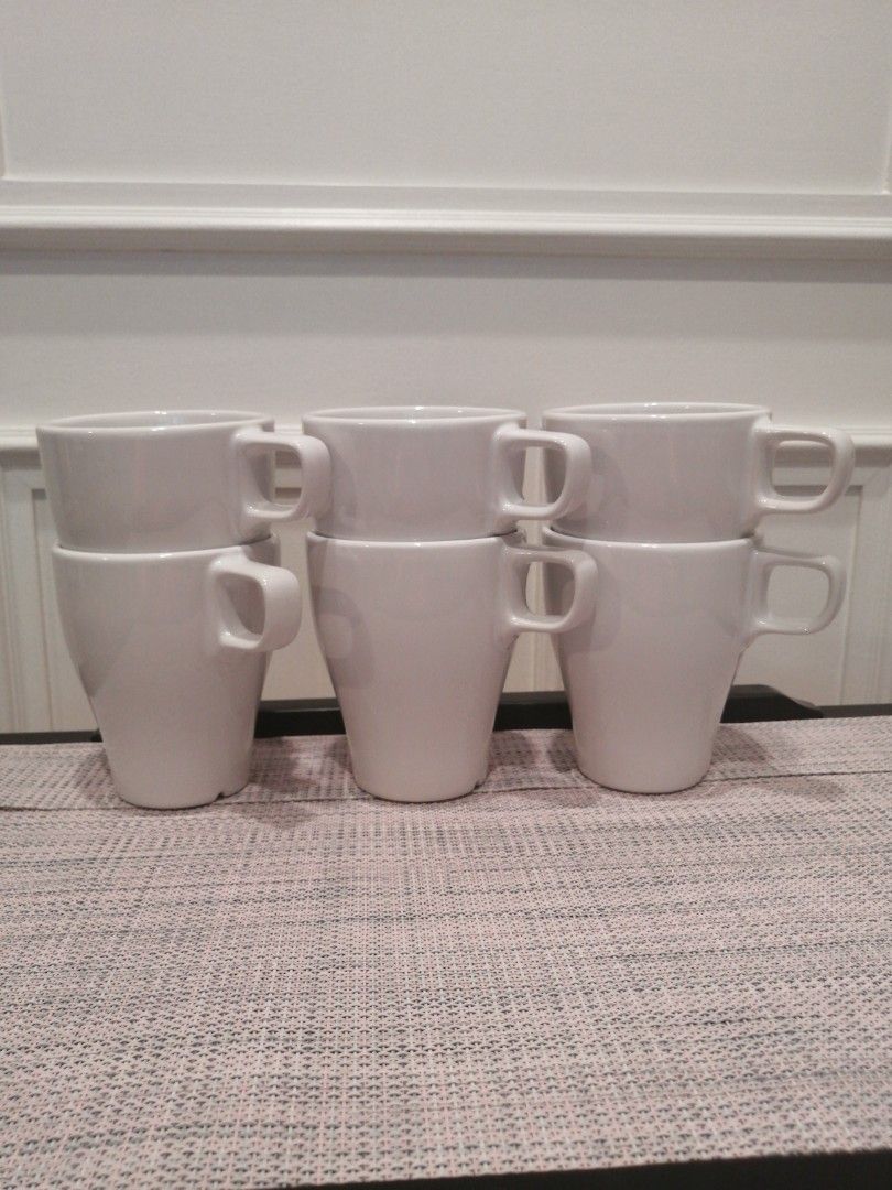 IKEA White Ceramic Cups 6pc available, Furniture & Home Living