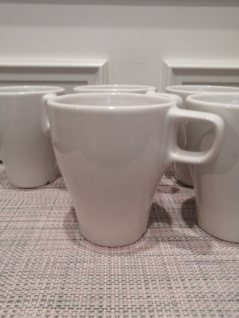 IKEA White Ceramic Cups 6pc available, Furniture & Home Living