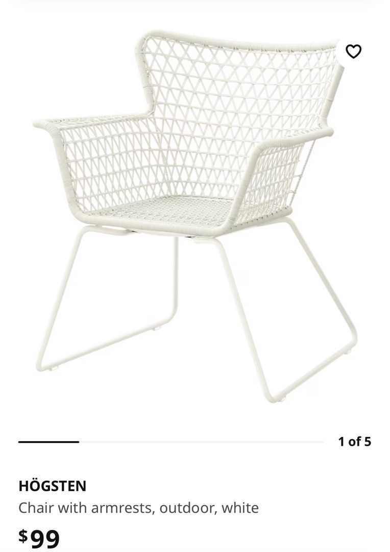 IKEA white rattan Chair, Furniture & Home Living, Furniture, Chairs on