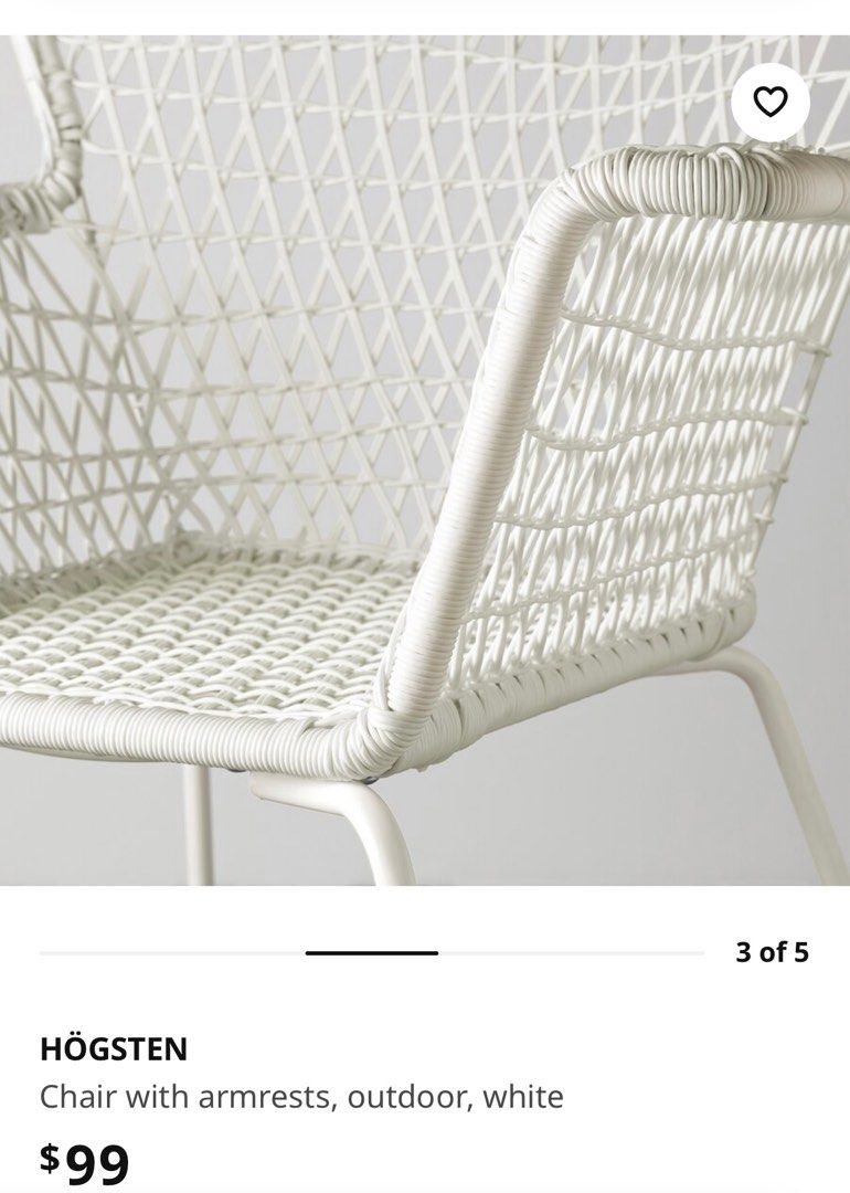 IKEA white rattan Chair, Furniture & Home Living, Furniture, Chairs on Carousell