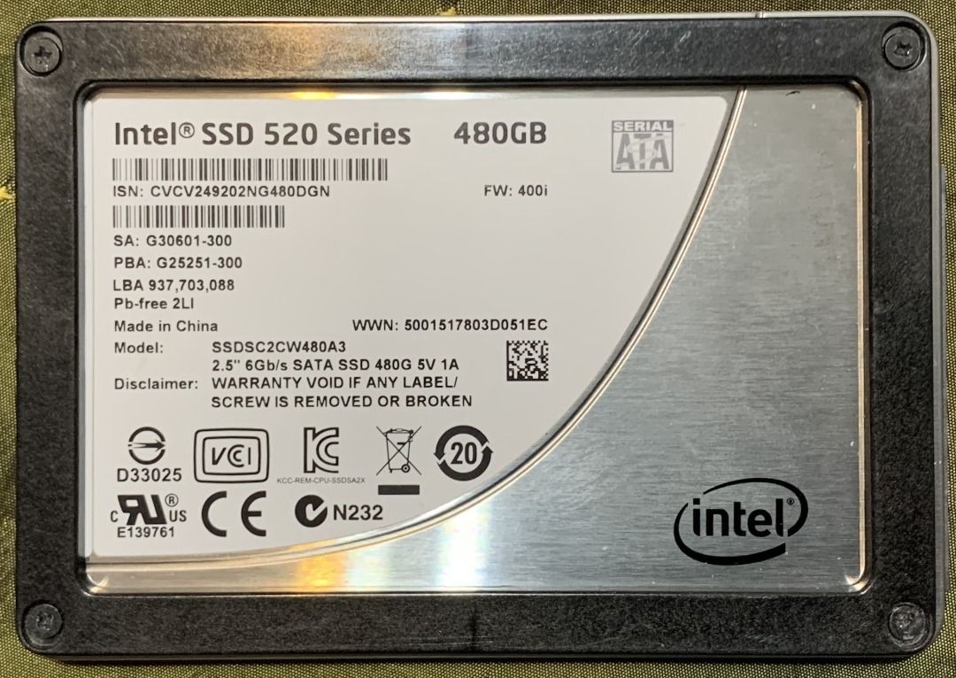 Intel ssd best sale 520 series 480gb