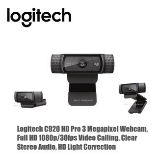 Logitech C920 HD Pro Webcam, Full HD 1080p/30fps Video Calling, Clear Stereo Audio, HD Light Correction