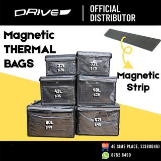 Magnetic Thermal Bag 22L 32L 43L 48L 62L 80L Delivery Bag For GrabFood Foodpanda Deliveroo