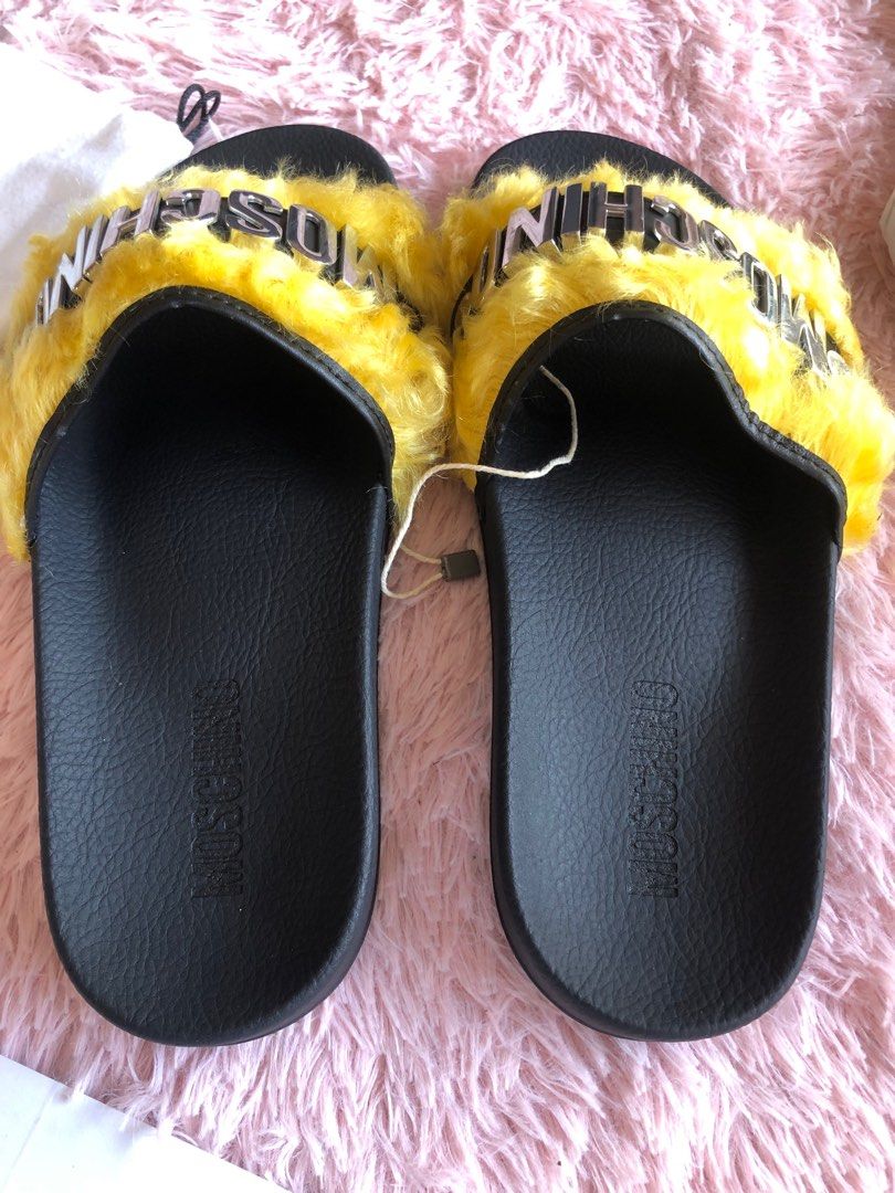 Moschino fur slides on sale