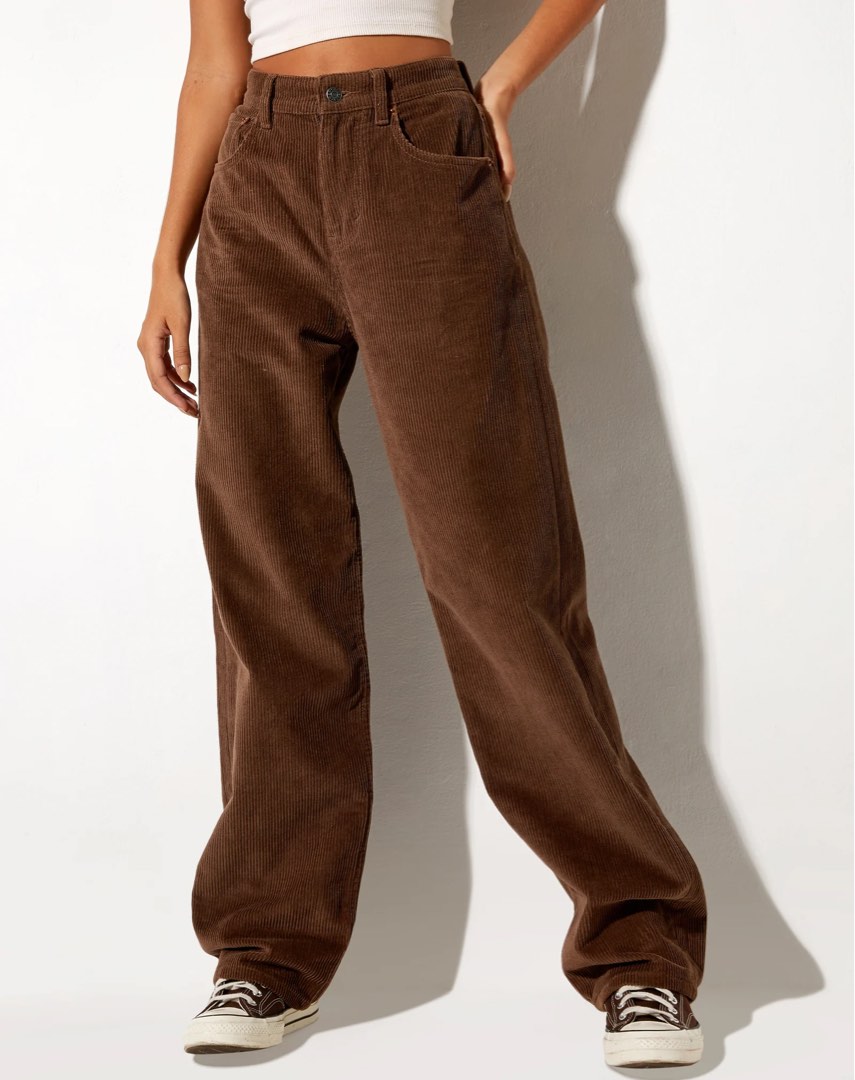 Motel rocks brown corduroy parallel baggy jeans, Women's Fashion ...