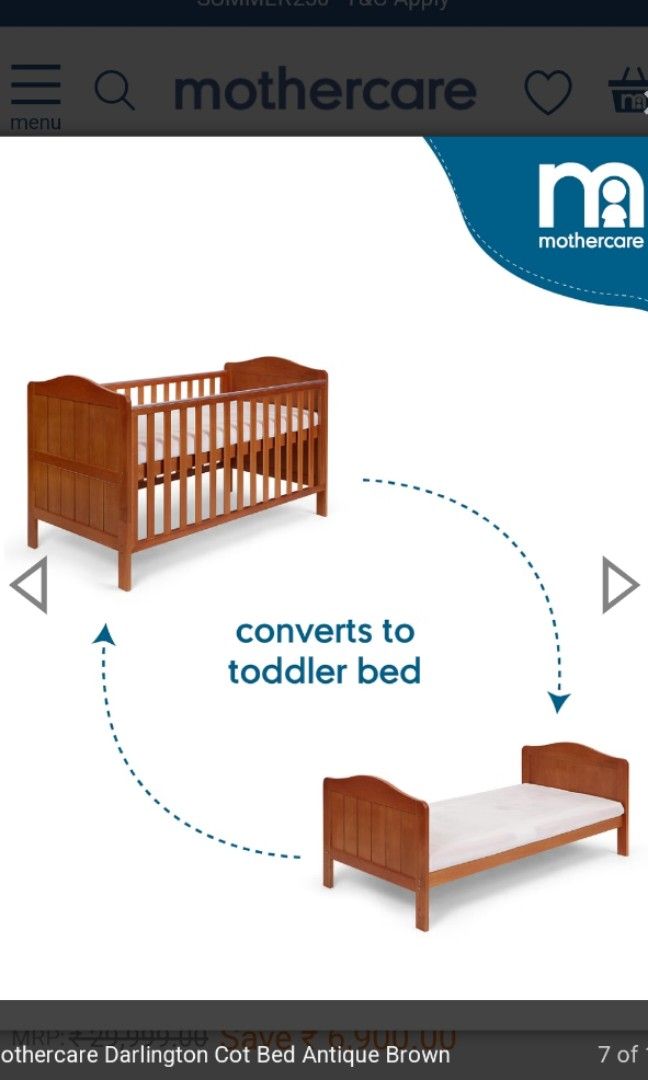 Mothercare Darlington cot bed with mattress Babies Kids Baby Nursery Kids Furniture Cots Cribs on Carousell