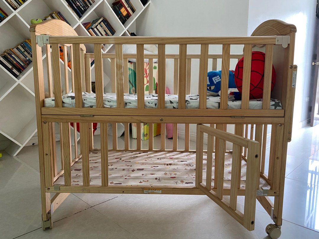 Double bed with baby hot sale cot