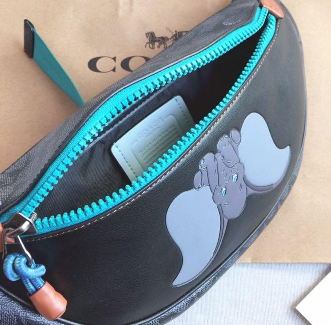 New Coach Original Limited Edition Collection Disney X Coach Signature Rivington Belt Bag With Dumbo Waist Belt Chest Bag For Men Come with Complete