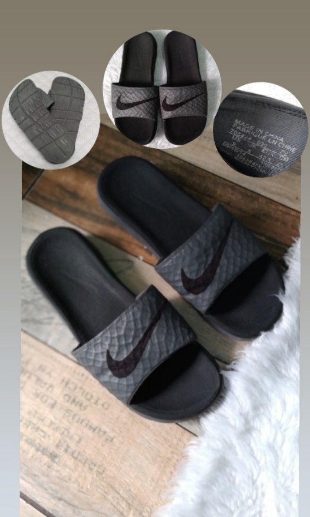 mens nike slides grey
