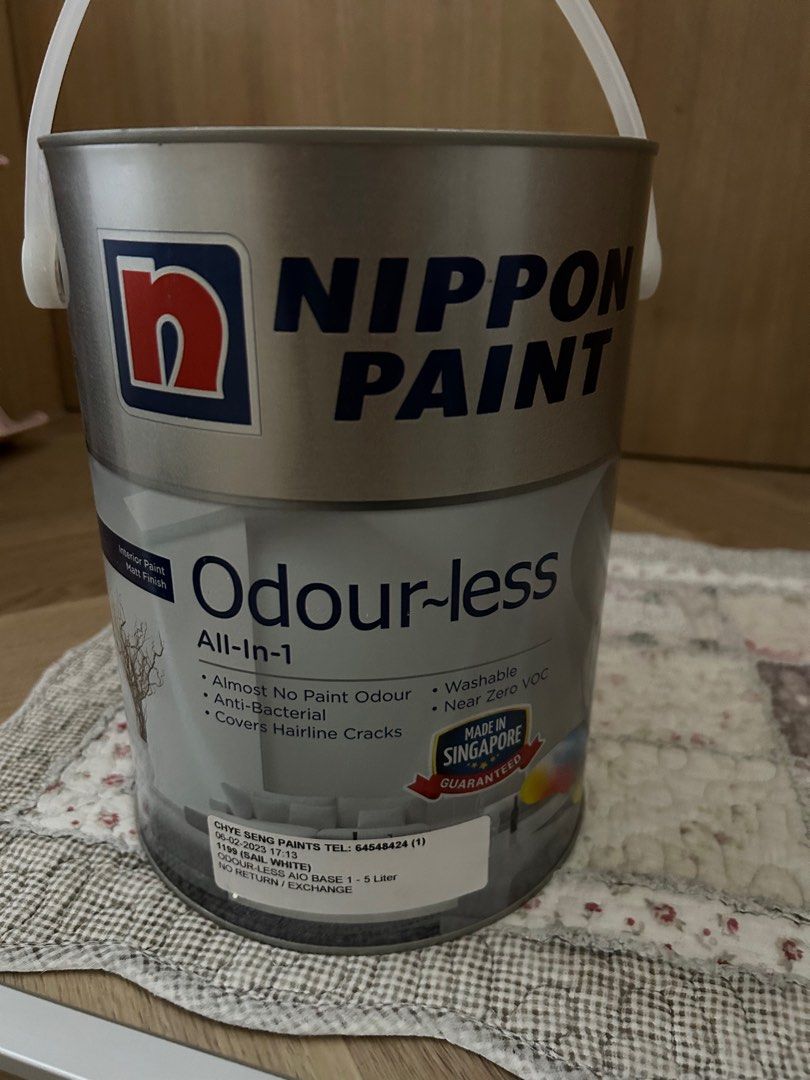 Nippon Paint Odourless (1199 Sailwhite), Furniture & Home Living