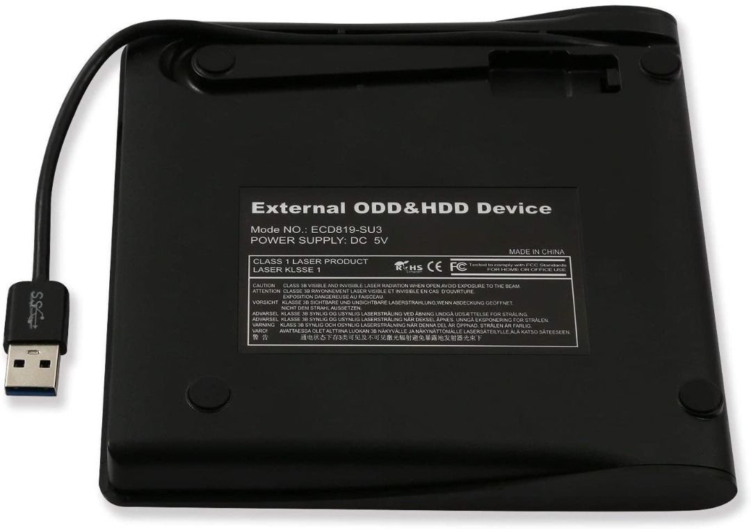 External USB 2.0 Case Enclosure Adapter for Laptop 9.5mm SATA Tray-Load  Optical ODD DVD Drive