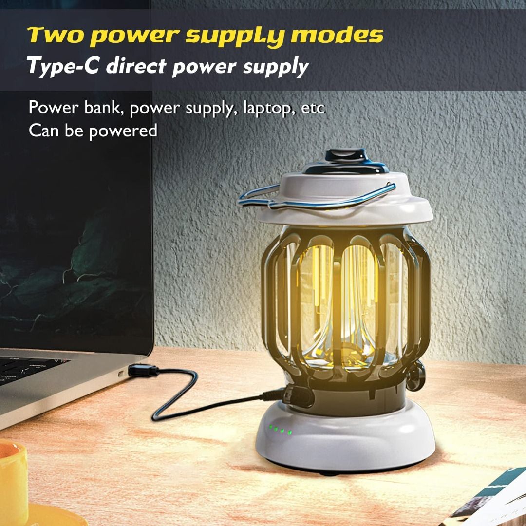 Portable Retro Camping Lantern 3 Lighting Modes Tent Light Hanging