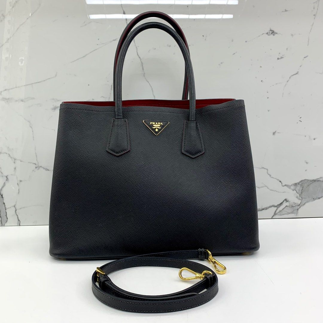 PRADA 1BG756 BLACK RED SAFFIANO 2WAY BAG 237009321 Luxury Bags Wallets on Carousell