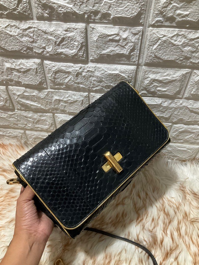 Preloved Michael Kors Snakeskin Crossbody Shoulder Bag Leather