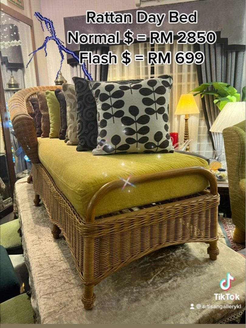 Rattan Day bed, Furniture & Home Living, Furniture, Sofas on Carousell