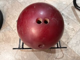 Red Bowling Ball with Stand
