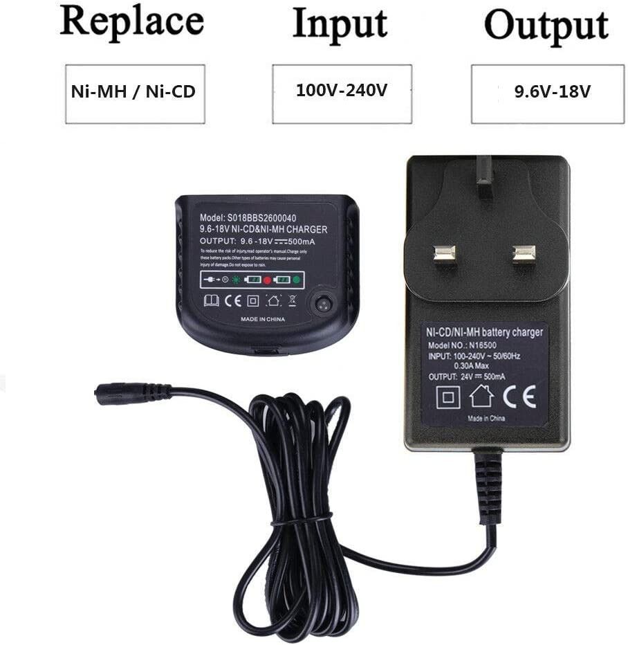 Replacement Battery Charger for Black&Decker 24V 18V 14.4V 12V 9.6V NiCD  NiMH Battery Fast