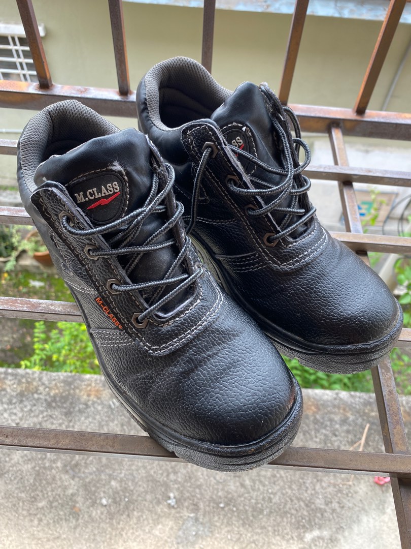 SAFETY SHOES / SAFETY BOOTS MID CUT STEEL TOE CAP BLACK WORK SHOES, Men