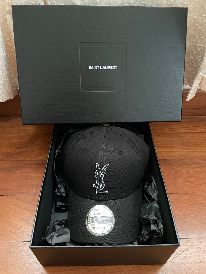 YSL Saint Laurent New Era Collaboration Cap Black 9FORTY Italy Cotton 100%