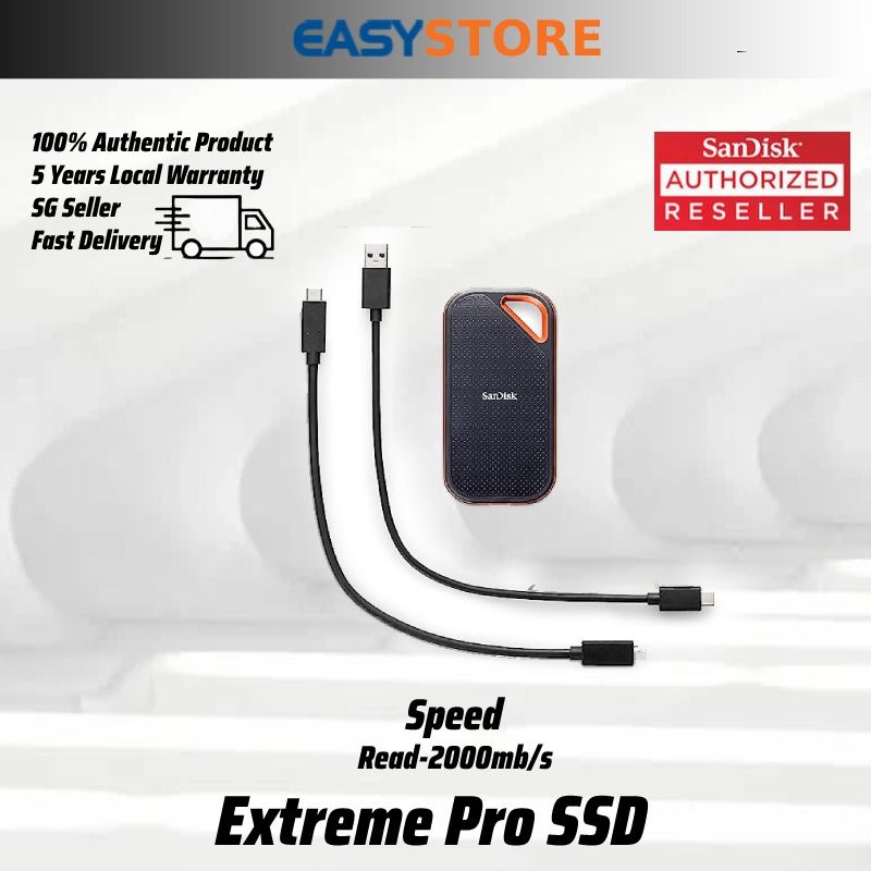 SanDisk 1TB Extreme PRO Portable SSD V2, External Solid State Drive, Black  - SDSSDE81-1T00-G25 
