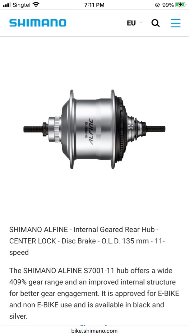 Internal gear 11 speed outlet
