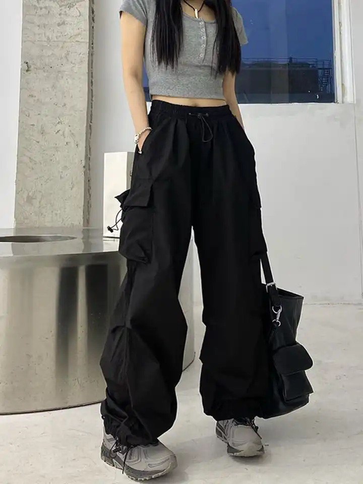Women Hip Hop Wid Leg Baggy Harajuku Cargo Pants 2021 Female Japanese  Streetwear Vintage Trousers Woman Black Overalls Joggers - AliExpress