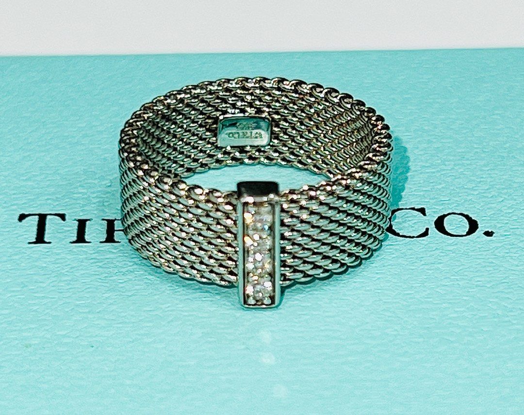 Tiffany Co. Somerset Mesh Ring with Diamond Accents ring R0207