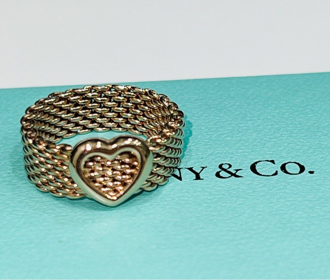 Tiffany Co Somerset Mesh Heart Ring R0264 Luxury Accessories on