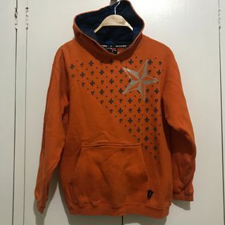 TOP HEAVY Orange Navy Blue Hoodie Size M