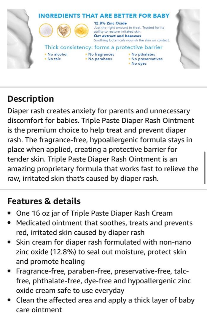 Triple Paste Diaper Cream x2, Babies & Kids, Bathing & Changing, Other Baby Bathing & Changing