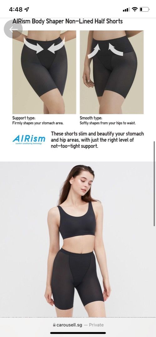 AIRism Body Shaper Non-Lined Half Shorts (Support), Women's
