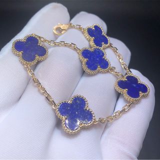 Van Cleef & Arpels Vintage Alhambra 5 Motifs Lapis Lazuli 18k Yellow Gold Bracelet